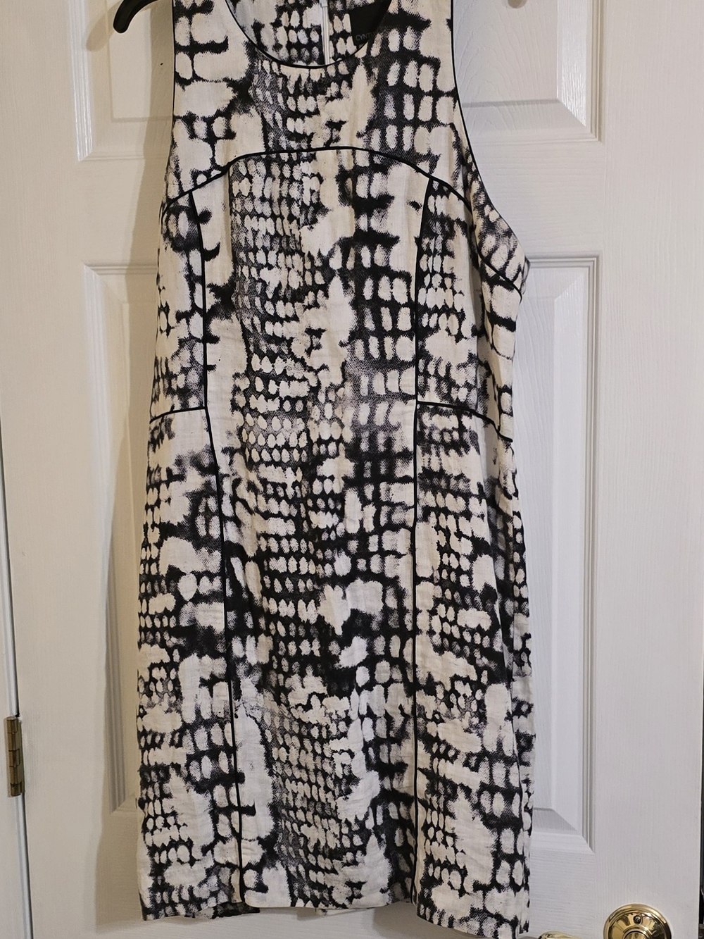 Cynthia Rowley Black and White Abstract Printed Midi Dress